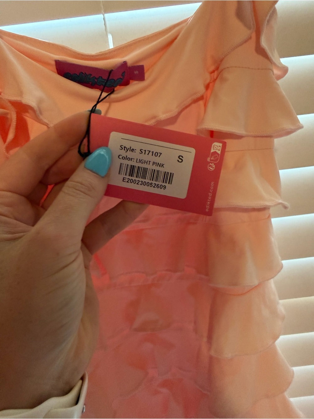 Edikted Peach Ruffle Mini Dress - Picture 2 of 3